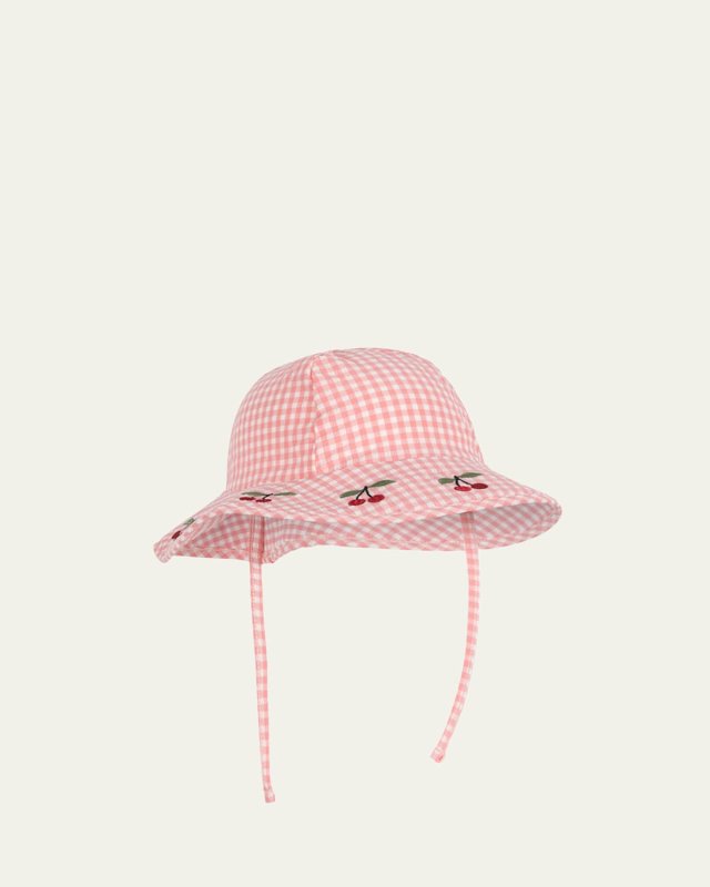 Girl's Soline Gingham-Print Sun Hat, Size 12M